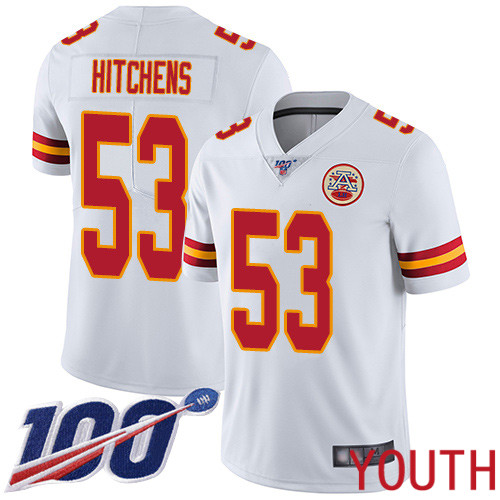 Youth Kansas City Chiefs #53 Hitchens Anthony White Vapor Untouchable Limited Player 100th Season Nike NFL Jersey->kansas city chiefs->NFL Jersey